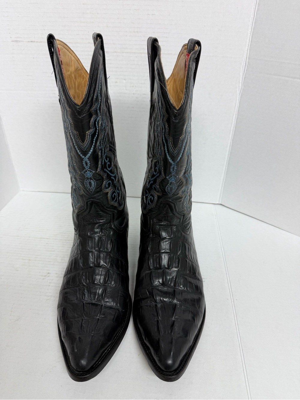 Boca Negro Jr. SZ 30 USA 11 Genuine Leather Alligator Print Cowboy Boots Mexico - Picture 3 of 13